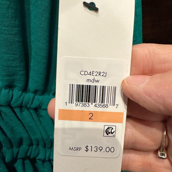 Calvin Klein Green Sleeveless Dress size 2 NWT length 55in pit to pit 15in - Picture 3 of 6